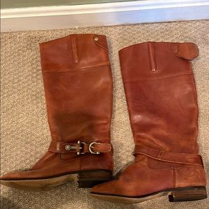 Brown leather boots